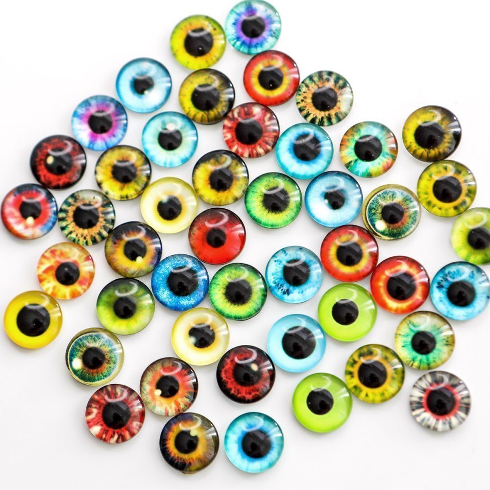 кабошоны стеклянные "глазки", 12х4 мм (уп 100 шт)