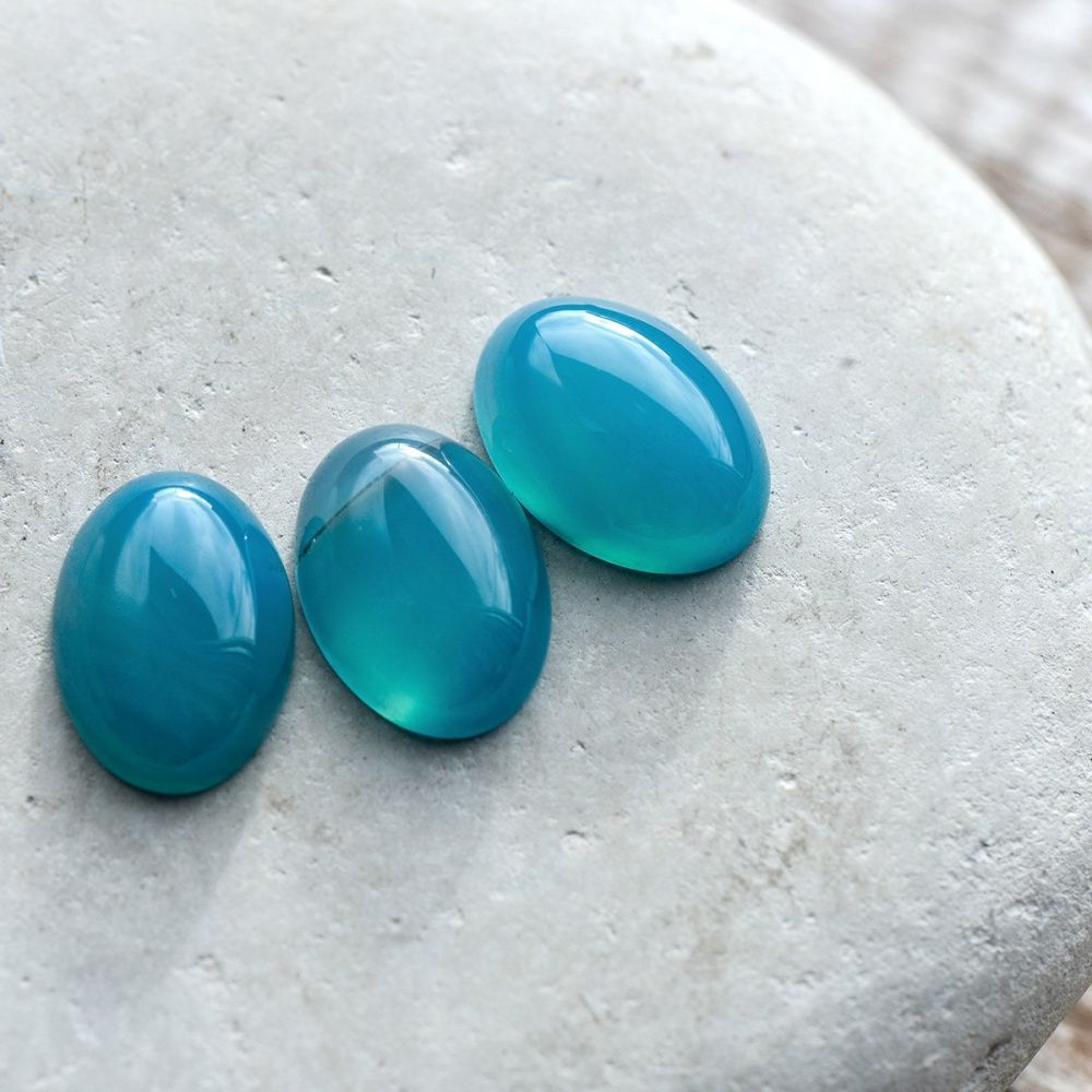 кабошон агат овальный, цвет голубой, 18x13x6 мм