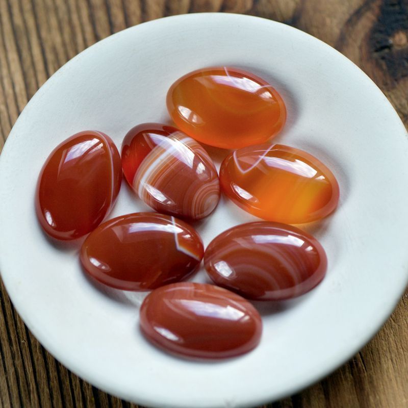 кабошон агат овальный, цвет терракотовый, 30х20х8.5 мм