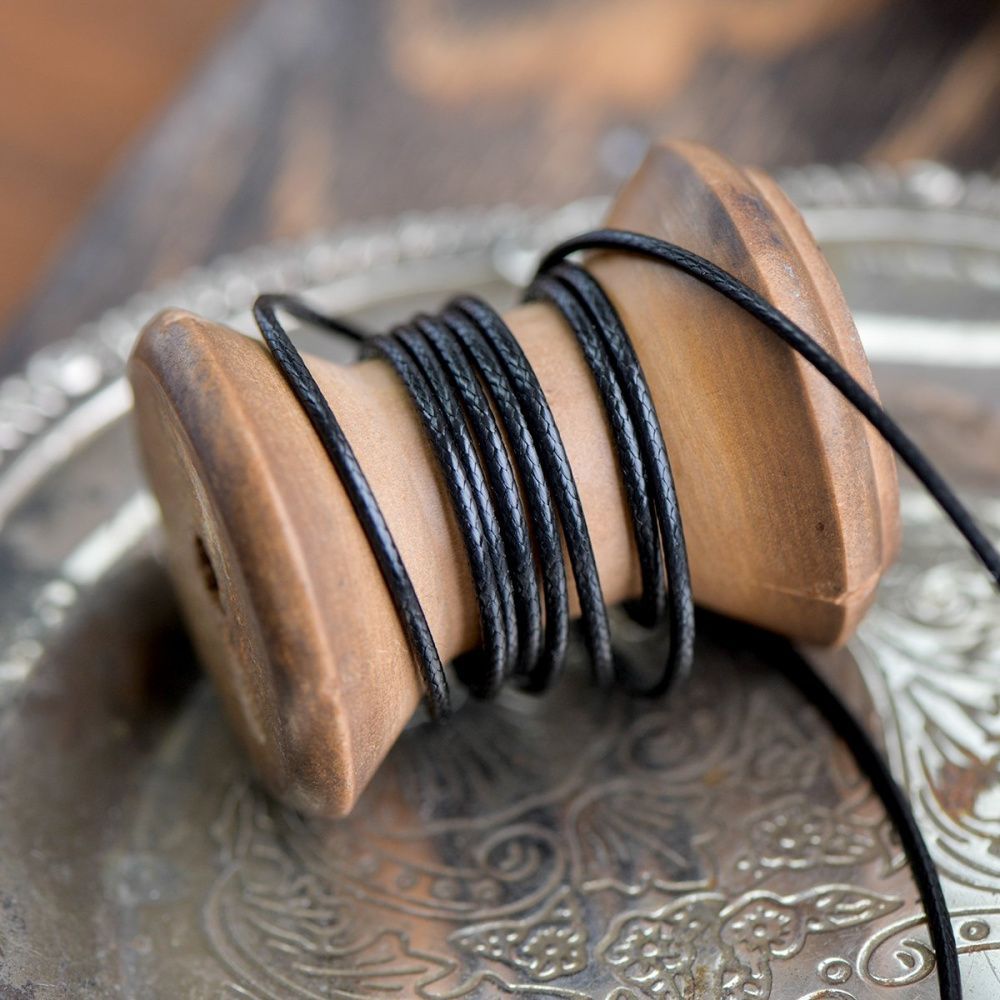 шнур вощеный, цвет черный, 1.5 мм