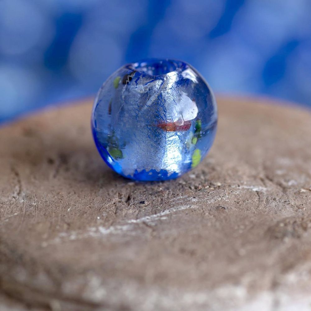 бусина, стекло с фольгой,  цвет лавандовый, 12 мм