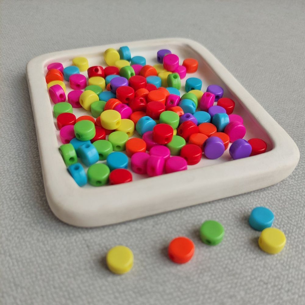 бусина, акрил "пилюля", плоская, цветовой микс, 8x4.5 мм