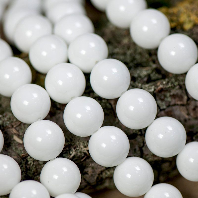 бусина, стекло 12, цвет белый, 12 мм