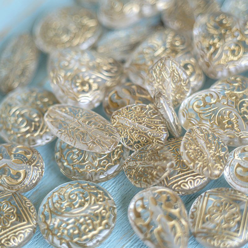 микс акриловый разной формы "золотой ажур", цвет прозрачный