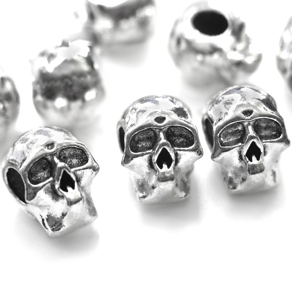 ес бусина металл "черепушка", цвет античное серебро, 13x10x11 мм