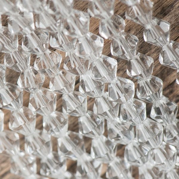 бусина, стекло биконус 6, цвет прозрачный, 6 мм