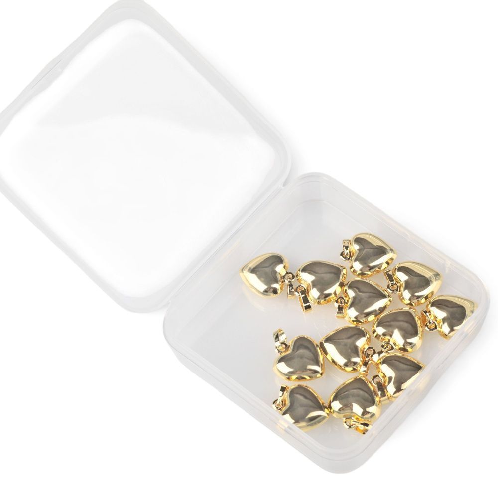 подвеска металл "сердце 3д", позолота, 18x15x7 мм