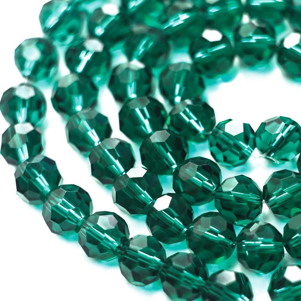 бусина, стекло 10, граненая, цвет морской волны, 10 мм