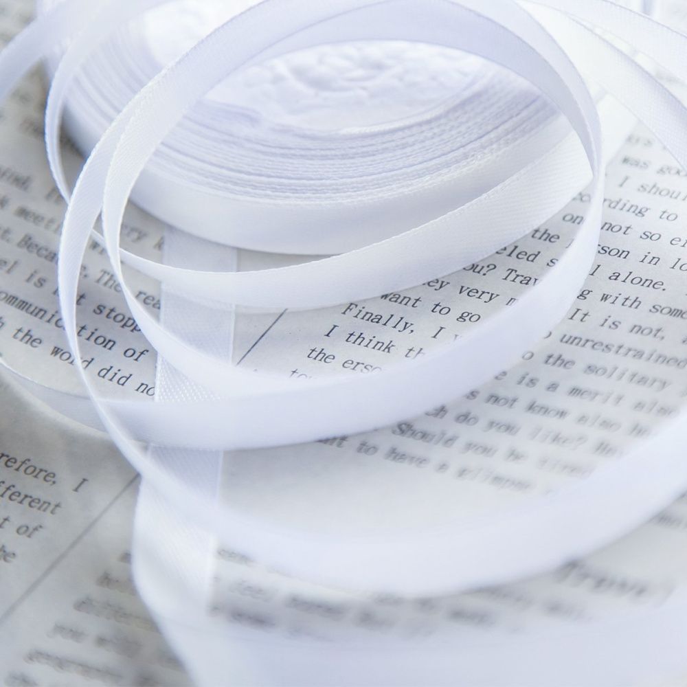 лента, атлас, цвет белый, ширина 10 мм ленты