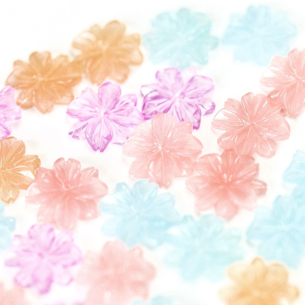 бусина, смола "хризантема", пастельный микс, 14.5x14.5x3 мм