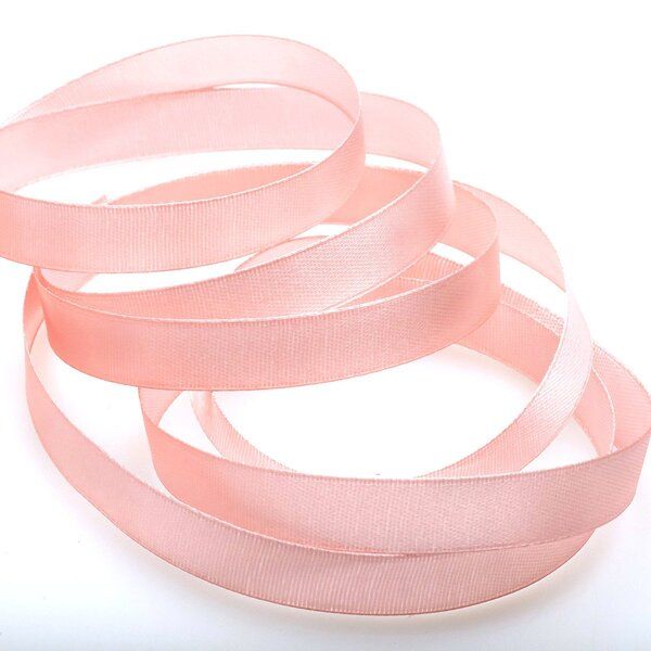 лента, атлас, цвет лососевый, ширина 12 мм ленты