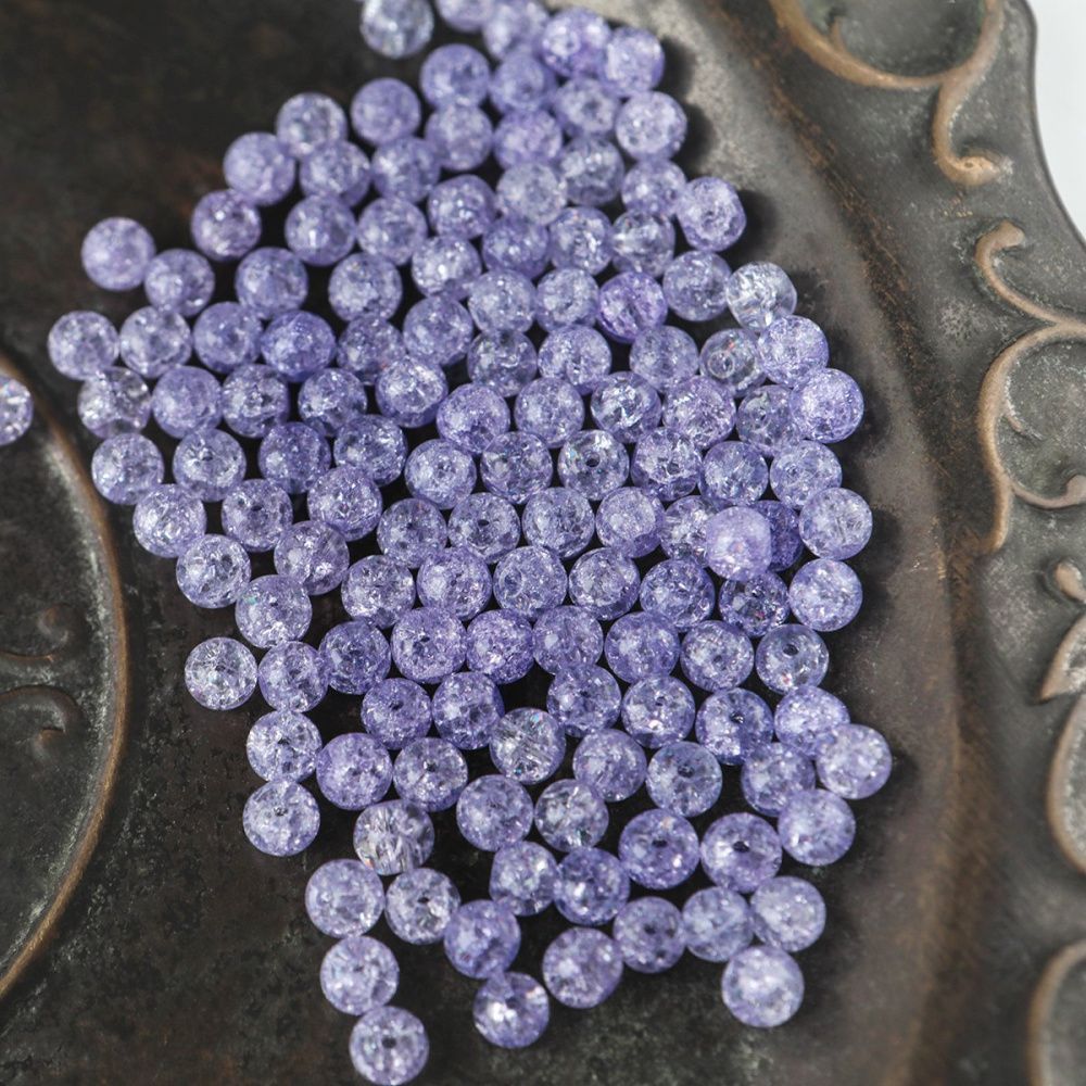 бусина, стекло "кракле", цвет сиреневый, 6 мм