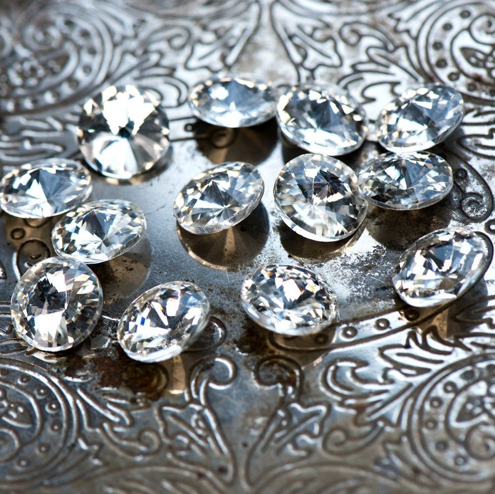 кабошон стекло риволи, цвет прозрачный, 14х7 мм