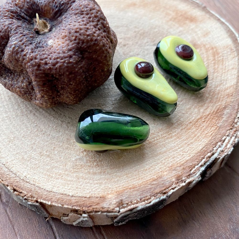 бусина, мурано "авокадо", зеленый, 15 мм