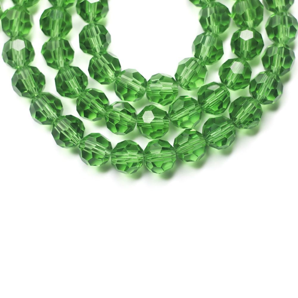 бусина, стекло 8, граненая, цвет лайм, 8 мм