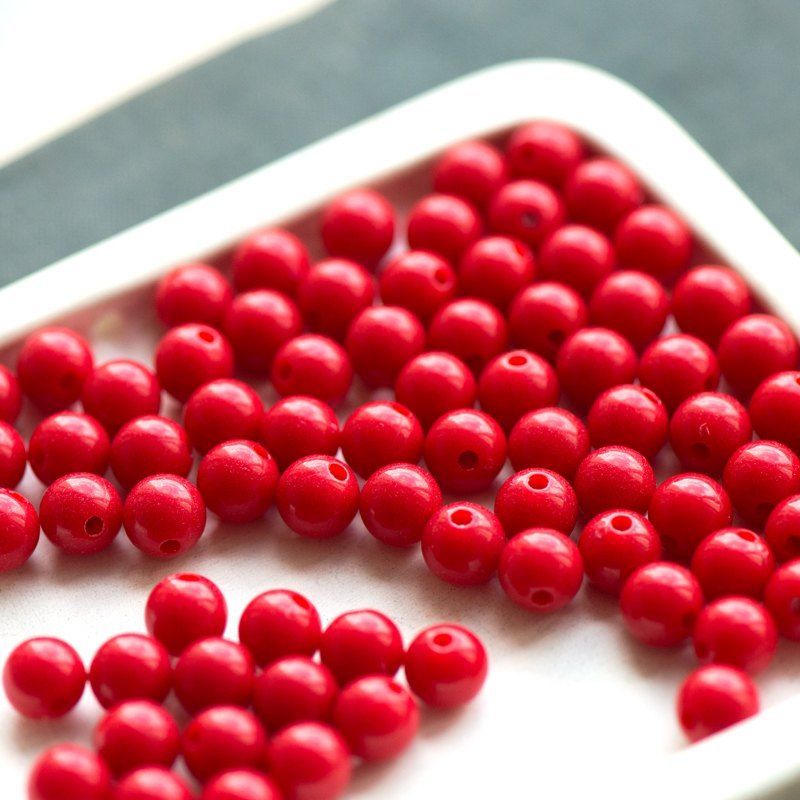 бусина, акрил 8, цвет красный, 8 мм