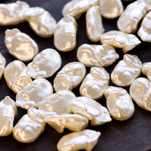 бусина, имитация жемчуга "барокко", акрил, цвет сливочный, 27x16x10 мм