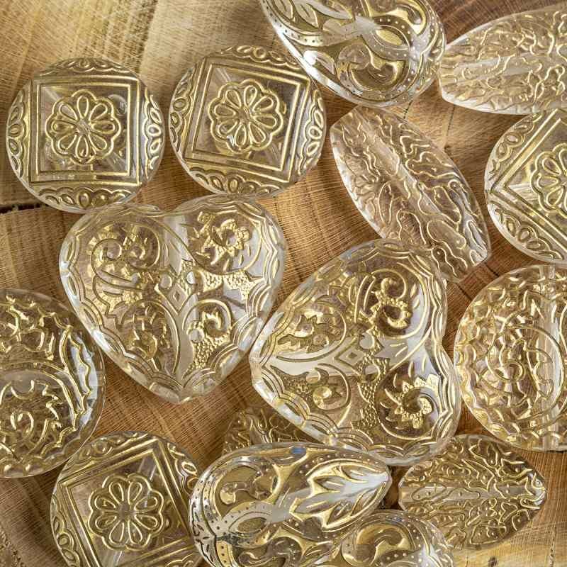 микс акриловый разной формы "золотой ажур", цвет прозрачный