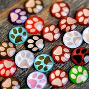 Кабошон стеклянный, круглый, с принтом, 12х4 мм