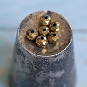 Бусина, стекло абакус 6, граненая, цвет золотой зеркальный, 6х5 мм