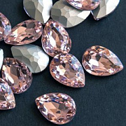 Кабошон стекло Кристалл, каплевидный, цвет Lt.Pink, 18х13 мм