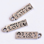 Подвеска металлическая "Бланк-Made with Love", цвет античное серебро, 17.5x5 мм