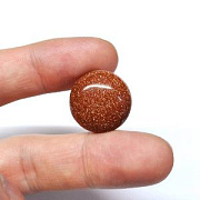 Кабошон "Золотой песок" круглый, стекло, цвет медный с блестками, 16x6 мм