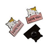 Значок металл "Love you...", эмаль, цвет розовый/белый, 27.5x30 мм