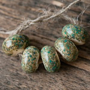 Бусина, Мурано "Пыльца", абакус, бирюзовый, 13х9 мм