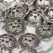 Шапочка для бусин "Миндаль", цвет античное серебро, 20х7 мм