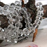Бусина, стекло абакус 14, граненая, цвет прозрачный, 14х10 мм