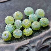 Бусина, Лэмпворк "Серпантин", граненая, цвет светло-зеленый, 11.5x8.5 мм