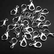 Замочек-лобстер, цвет платина, 12х6 мм (уп. 23 шт+/-2 шт)