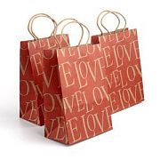 Пакет крафт "Love", бумага, цвет красный, 8x15x21 см