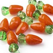 Бусина, Лэмпворк "Морковка", стекло, цвет оранжевый, 25.5-28x11-12 мм