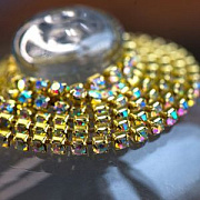 Цепочка "Стар", со стразами Cristal АВ, цвет золото, 4 мм, стразовая лента