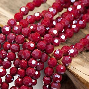 Бусина, непрозрачная, граненая, стекло, цвет красный перламутровый, 8 мм