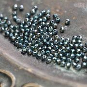 Бусина, стекло абакус 3,5, граненая, цвет серо-зеленый перламутровый, 3.5х2.5 мм (уп 50+/-10 шт)
