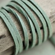 Шнур из искусственной замши, грязный зелено-голубой, 3х1.4 мм