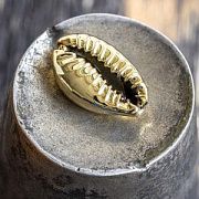 Подвеска из ракушки "Каури", металлизированная, цвет золото, 13-16x8-11x5-6 мм