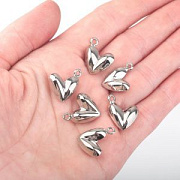 Подвеска металл "Сердце", покрытие платина, 17x15x6 мм