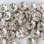 Разделитель с горным хрусталем, цвет металла серебро, 8х3.5 мм