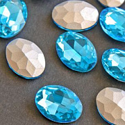 Кабошон стекло Кристалл, овальный, цвет Aquamarine, 18х13 мм
