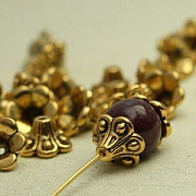 Шапочка для бусин "Колокольчик", цвет античное золото, 10 мм