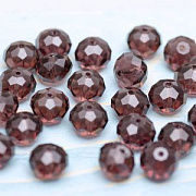 Бусина, стекло абакус 12, граненая, цвет сливовый, 12х8 мм