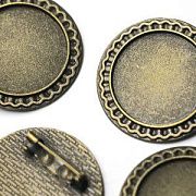 Основа для броши круглая "Болеро", цвет античная бронза, 35х2 мм