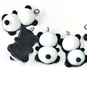 Подвеска из смолы "Панда", цвет черный/белый, 24.5x17x6.5 мм
