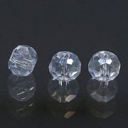 Бусина, стекло абакус 3,5, граненая, цвет прозрачный радужный, 3.5х2.5 мм (уп 50+/-10 шт)