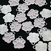 Подвеска металл "Собачья лапа", эмаль, цвет платина/розовый, 17.5x16 мм