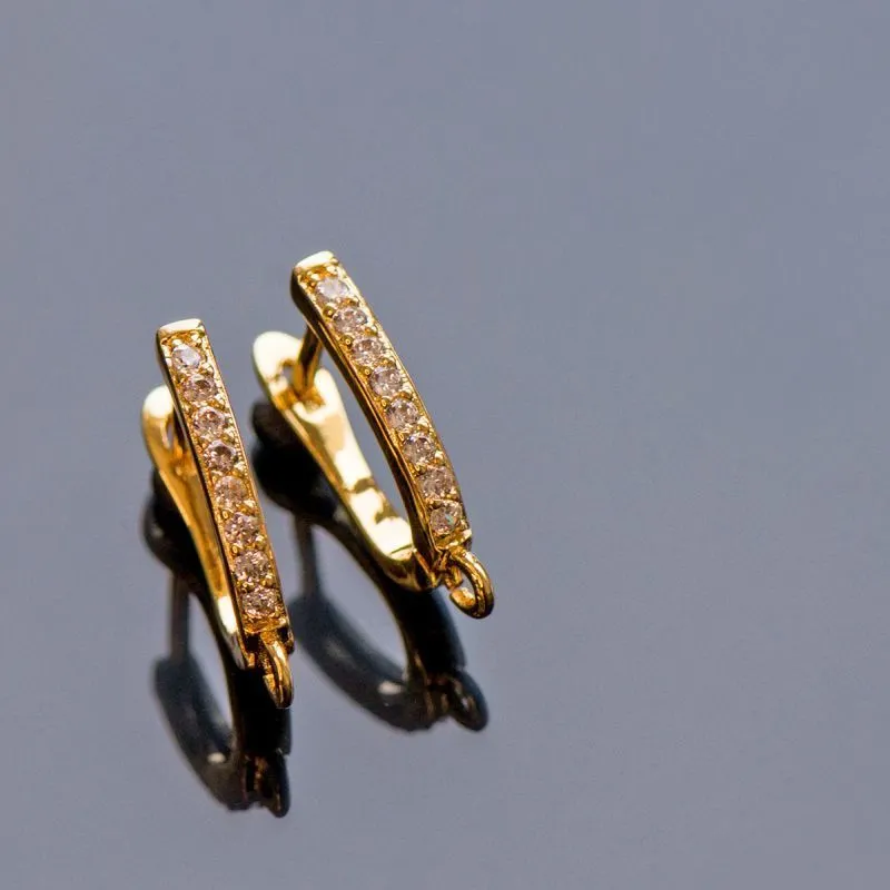 швензы "адель", с цирконием, позолоченные, 19x12.5x2 мм 